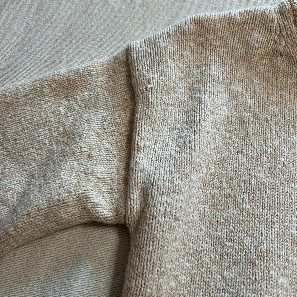 J. Crew women’s beige marled crew neck puff sleeve knit sweater size XS‎